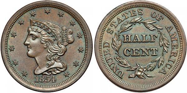 1/2 Цент США (1776 - ) Медь 