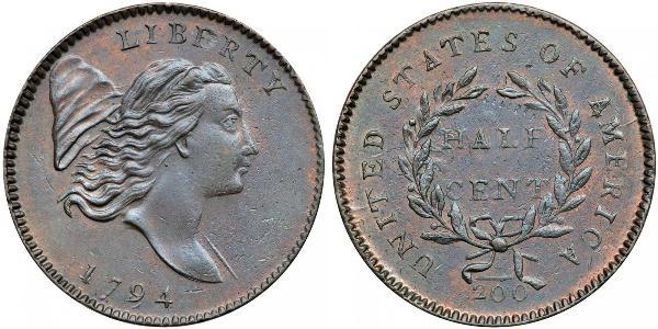 1/2 Цент США (1776 - ) Медь 