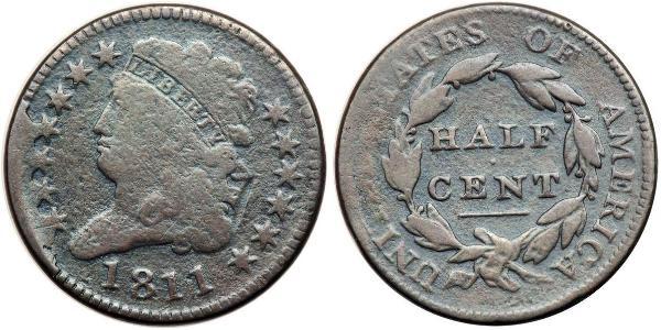 1/2 Цент США (1776 - ) Медь 