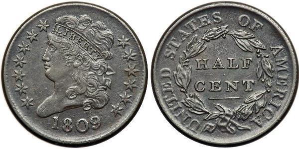 1/2 Цент США (1776 - ) Медь 