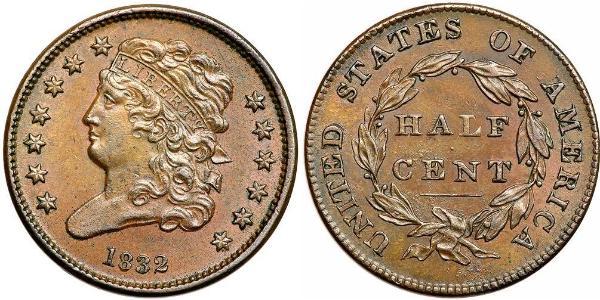 1/2 Цент США (1776 - ) Медь 