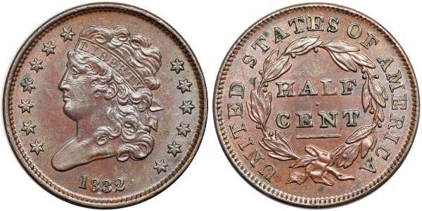1/2 Цент США (1776 - ) Медь 