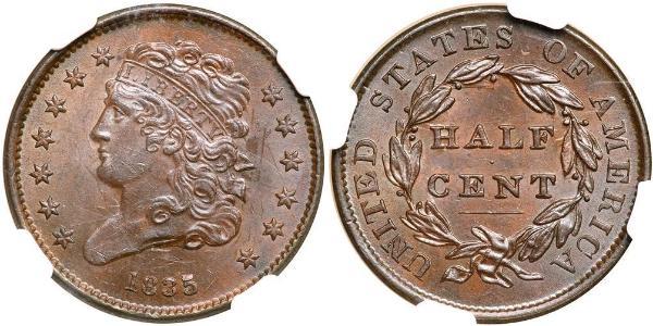 1/2 Цент США (1776 - ) Медь 