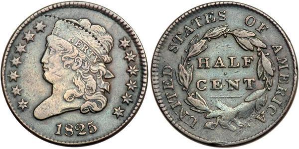 1/2 Цент США (1776 - ) Медь 
