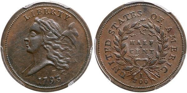 1/2 Цент США (1776 - ) Медь 