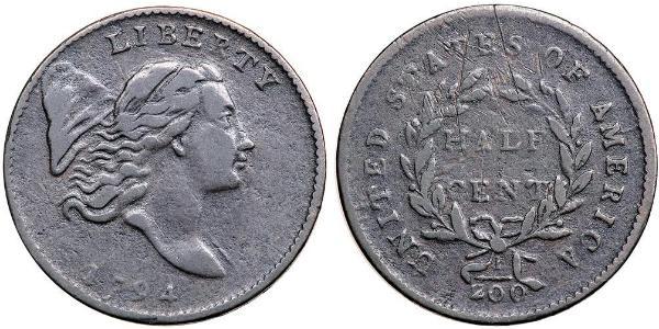 1/2 Цент США (1776 - ) Медь 