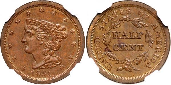 1/2 Цент США (1776 - ) Медь 