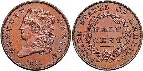 1/2 Цент США (1776 - ) Медь 