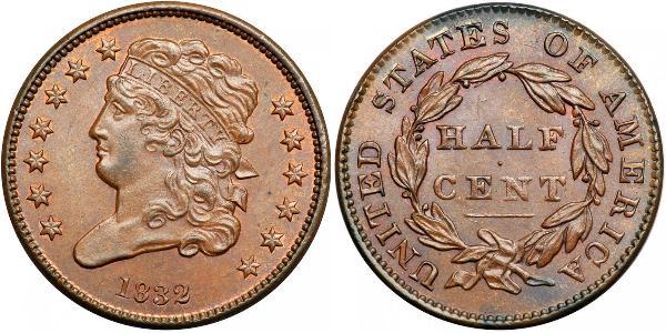 1/2 Цент США (1776 - ) Медь 