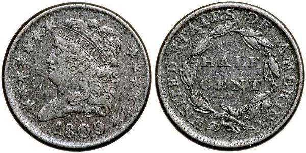 1/2 Цент США (1776 - ) Медь 