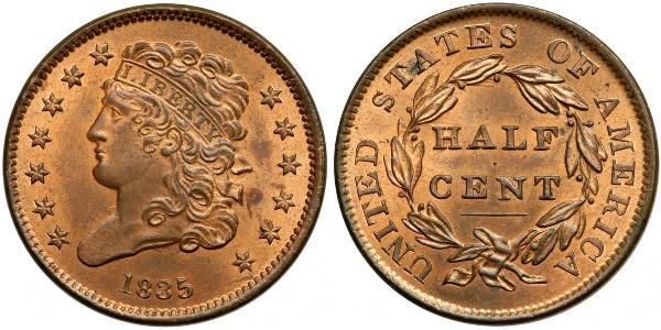 1/2 Цент США (1776 - ) Медь 