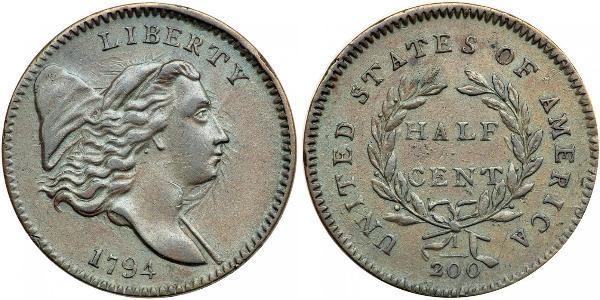 1/2 Цент США (1776 - ) Медь 