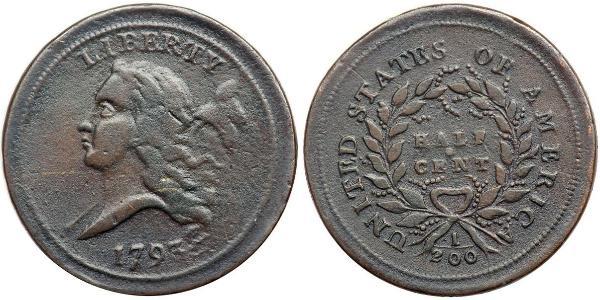 1/2 Цент США (1776 - ) Медь 