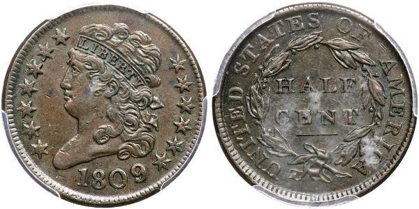 1/2 Цент США (1776 - ) Медь 