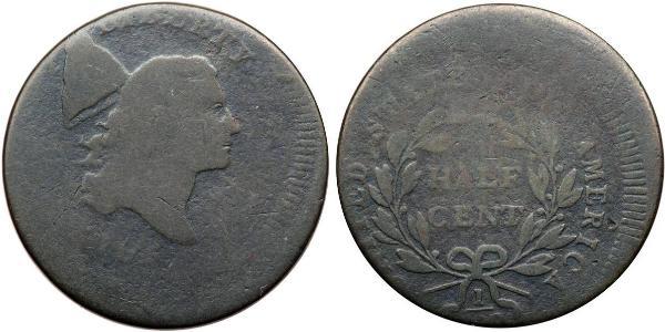 1/2 Цент США (1776 - ) Медь 