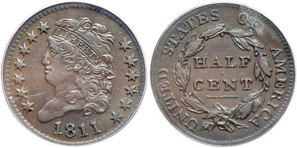 1/2 Цент США (1776 - ) Медь 
