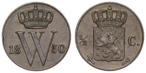 1/2 Цент Королівство Нідерланди (1815 - ) Мідь Віллем III