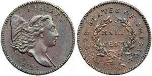 1/2 Цент США (1776 - ) Мідь 