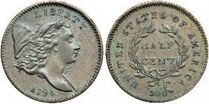 1/2 Цент США (1776 - ) Мідь 