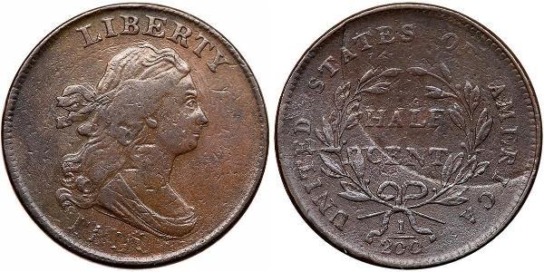1/2 Цент США (1776 - ) Мідь 