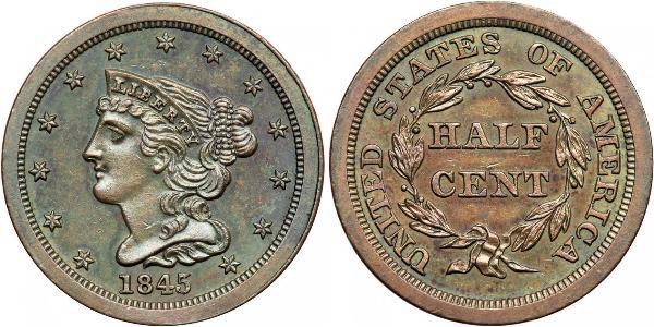 1/2 Цент США (1776 - ) Мідь 