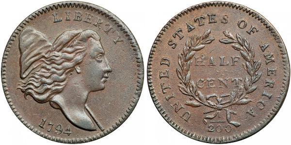 1/2 Цент США (1776 - ) Мідь 