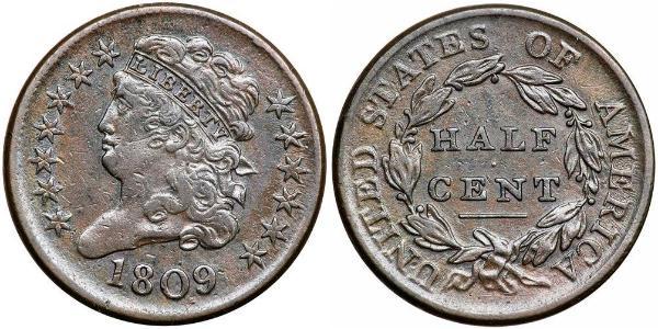 1/2 Цент США (1776 - ) Мідь 