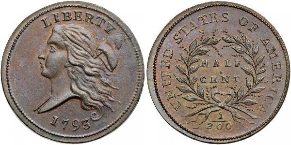 1/2 Цент США (1776 - ) Мідь 
