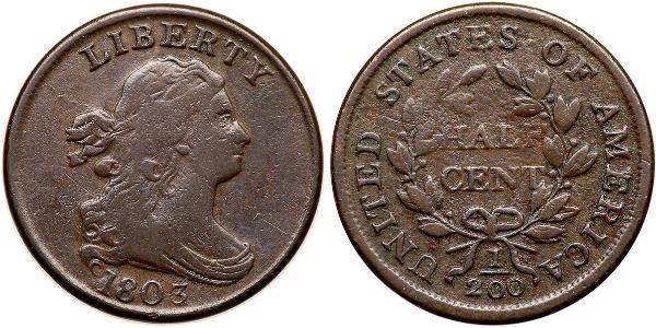 1/2 Цент США (1776 - ) Мідь 