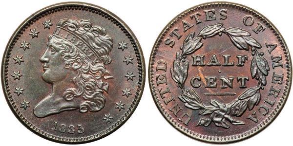 1/2 Цент США (1776 - ) Мідь 