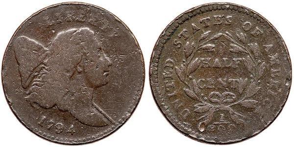 1/2 Цент США (1776 - ) Мідь 