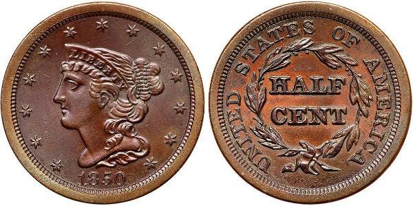 1/2 Цент США (1776 - ) Мідь 