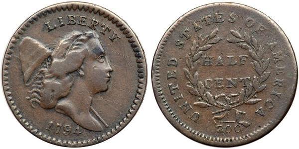 1/2 Цент США (1776 - ) Мідь 