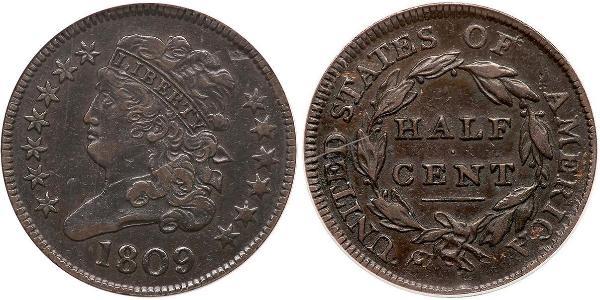1/2 Цент США (1776 - ) Мідь 
