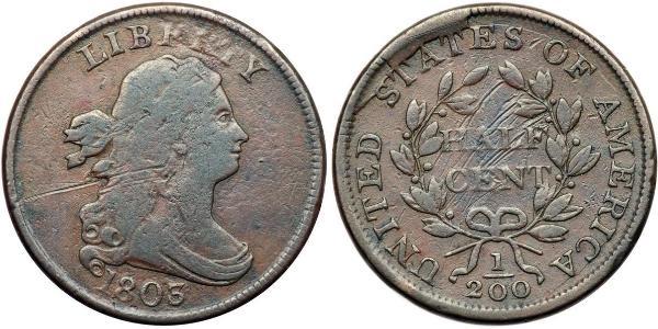 1/2 Цент США (1776 - ) Мідь 