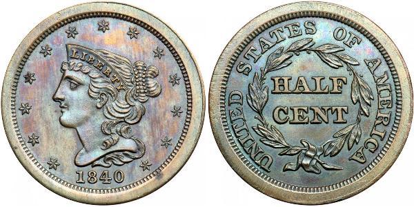 1/2 Цент США (1776 - ) Мідь 