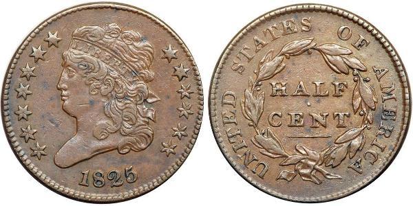 1/2 Цент США (1776 - ) Мідь 