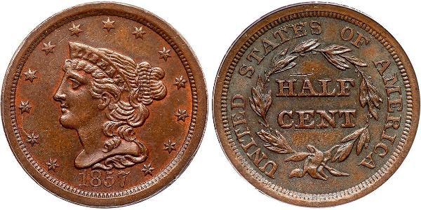 1/2 Цент США (1776 - ) Мідь 