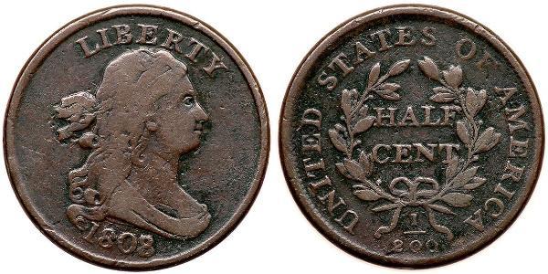 1/2 Цент США (1776 - ) Мідь 