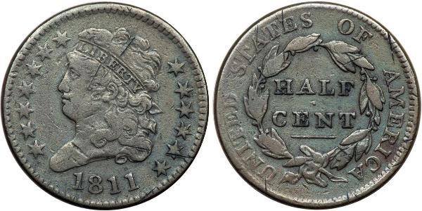 1/2 Цент США (1776 - ) Мідь 
