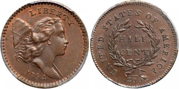 1/2 Цент США (1776 - ) Мідь 