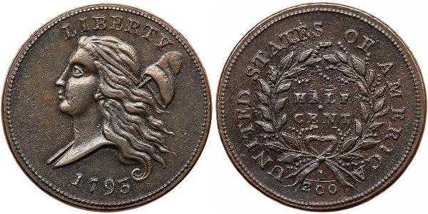 1/2 Цент США (1776 - ) Мідь 