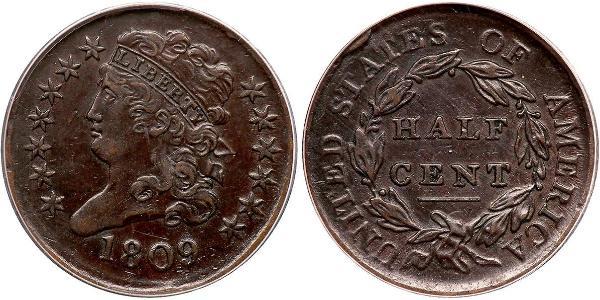 1/2 Цент США (1776 - ) Мідь 