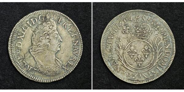 1/2 Экю Франкське королівство (843-1791) Срібло Людовик XIV (1638-1715)
