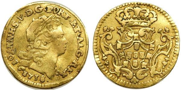1/2 Эскудо Королевство Португалия (1139-1910) Золото Жуан V король Португалии (1689-1750)