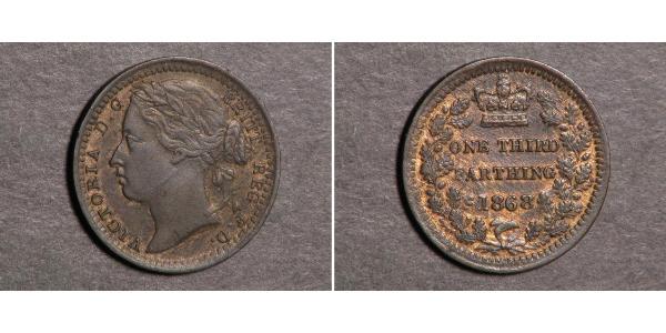 1/3 Farthing 大不列颠及爱尔兰联合王国 (1801 - 1922) 青铜 维多利亚 (英国君主)