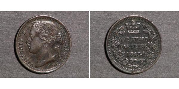 1/3 Farthing 大不列颠及爱尔兰联合王国 (1801 - 1922) 青铜 维多利亚 (英国君主)