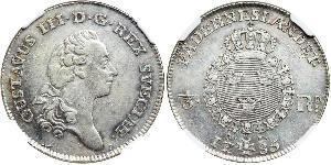 1/3 Riksdaler Svezia Argento Gustavo III di Svezia (1746 - 1792)
