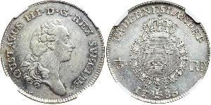 1/3 Riksdaler Sweden Silver Gustav III of Sweden (1746 - 1792)