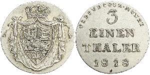 1/3 Thaler Grand Duchy of Oldenburg (1814 - 1918) Argento Pietro Federico Guglielmo di Oldenburg